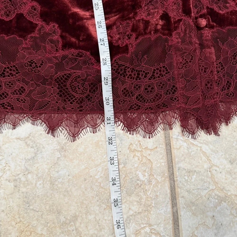 Soft Surroundings Eden Velvet and Lace Top Cabernet 1X - Picture 8 of 9
